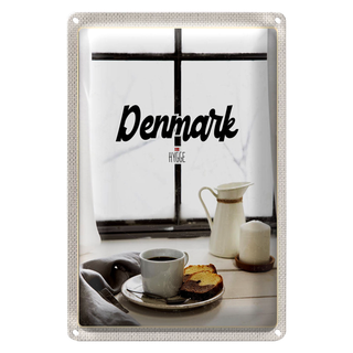 Blechschild Reise 20x30cm Dänemark Kaffee und Kuchen Fenster