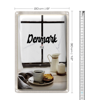 Blechschild Reise 20x30cm Dänemark Kaffee und Kuchen Fenster