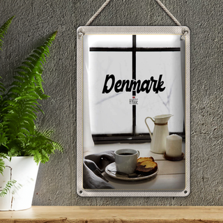 Blechschild Reise 20x30cm Dänemark Kaffee und Kuchen Fenster
