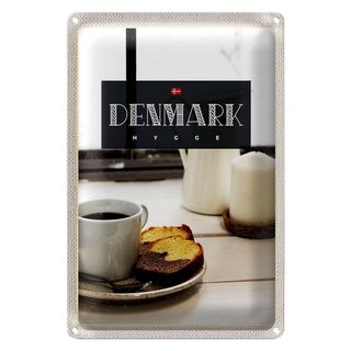 Blechschild Reise 20x30cm Dänemark Kaffee Marmorkuchen Wohnung