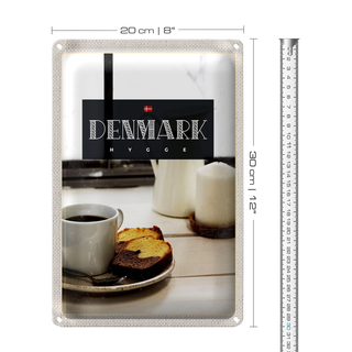 Blechschild Reise 20x30cm Dänemark Kaffee Marmorkuchen Wohnung