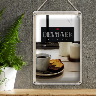 Blechschild Reise 20x30cm Dänemark Kaffee Marmorkuchen Wohnung
