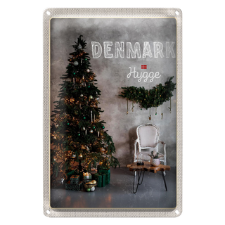 Blechschild Reise 20x30cm Dänemark Weihnachten Weihnachtsbaum