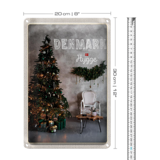 Blechschild Reise 20x30cm Dänemark Weihnachten Weihnachtsbaum