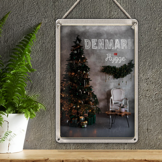 Blechschild Reise 20x30cm Dänemark Weihnachten Weihnachtsbaum