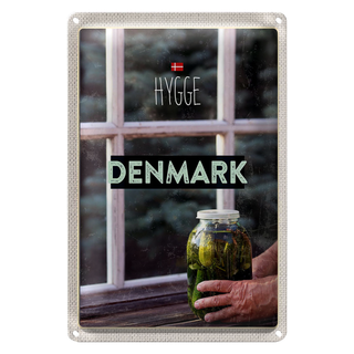 Blechschild Reise 20x30cm Dänemark Gurken im Glas Fenster