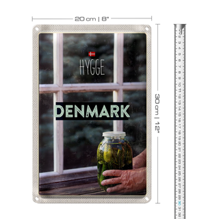 Blechschild Reise 20x30cm Dänemark Gurken im Glas Fenster