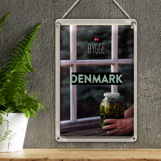 Blechschild Reise 20x30cm Dänemark Gurken im Glas Fenster