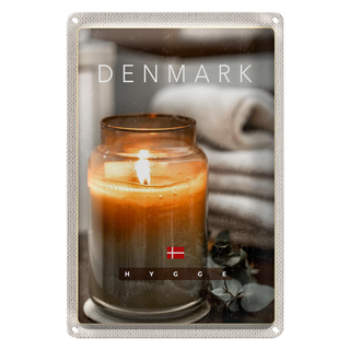 Blechschild Reise 20x30cm Dänemark Kerze im Glas Blume Handtuch