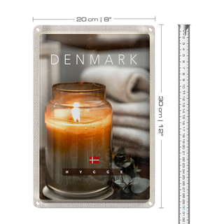 Blechschild Reise 20x30cm Dänemark Kerze im Glas Blume Handtuch