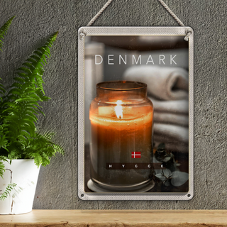 Blechschild Reise 20x30cm Dänemark Kerze im Glas Blume Handtuch