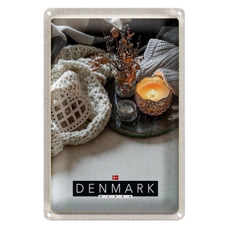 Blechschild Reise 20x30cm Dänemarkration gemütlich Kerze
