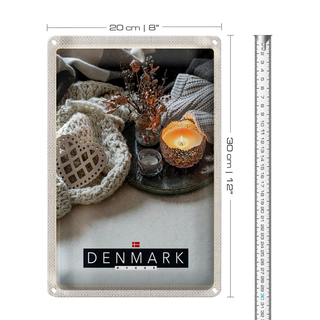 Blechschild Reise 20x30cm Dänemarkration gemütlich Kerze