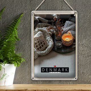 Blechschild Reise 20x30cm Dänemarkration gemütlich Kerze