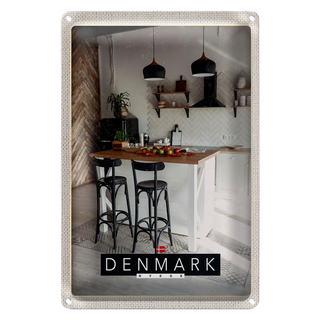 Blechschild Reise 20x30cm Dänemark Kücheninsel Stühle Teppich