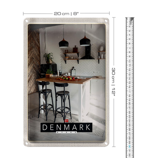 Blechschild Reise 20x30cm Dänemark Kücheninsel Stühle Teppich