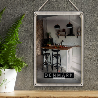 Blechschild Reise 20x30cm Dänemark Kücheninsel Stühle Teppich