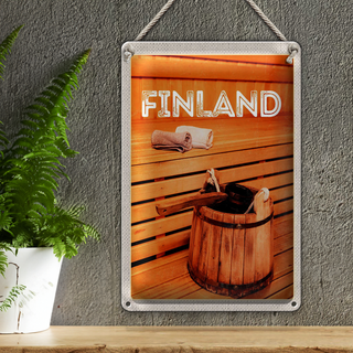 Blechschild Reise 20x30cm Finnland Sauna Erholung Saunazubehör