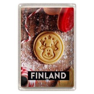 Blechschild Reise 20x30cm Finnland Hirsch Plätzchen Weihnachten