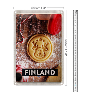 Blechschild Reise 20x30cm Finnland Hirsch Plätzchen Weihnachten