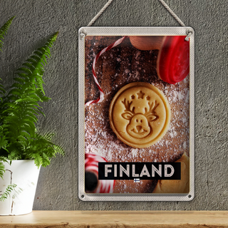 Blechschild Reise 20x30cm Finnland Hirsch Plätzchen Weihnachten