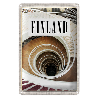 Blechschild Reise 20x30cm Finnland Treppen Gebäude Stuffen Gang