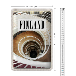 Blechschild Reise 20x30cm Finnland Treppen Gebäude Stuffen Gang