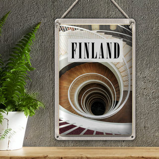 Blechschild Reise 20x30cm Finnland Treppen Gebäude Stuffen Gang
