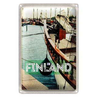 Blechschild Reise 20x30cm Finnland Wasser Meer Schiff Urlaub