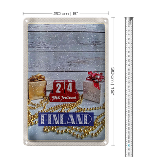 Blechschild Reise 20x30cm Finnland Waihnachten Yötä Jouluun