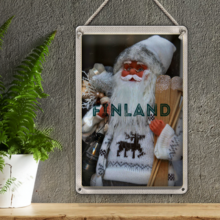 Blechschild Reise 20x30cm Finnland Weihnachten Weihnachtsmann