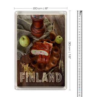 Blechschild Reise 20x30cm Finnland Essen traditionell
