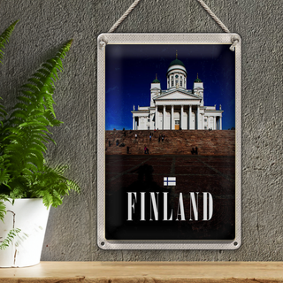 Blechschild Reise 20x30cm Finnland Kirche Treppe Architektur