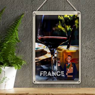 Blechschild Reise 20x30cm Frankreich Camembert Käse Delikatesse