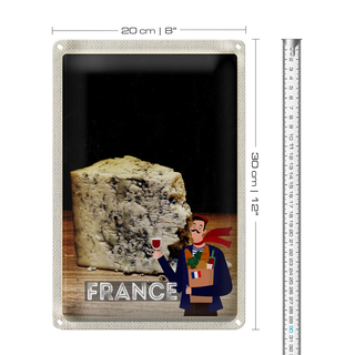 Blechschild Reise 20x30cm Frankreich Schimmelkäse Traditon