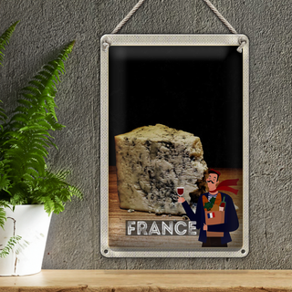 Blechschild Reise 20x30cm Frankreich Schimmelkäse Traditon