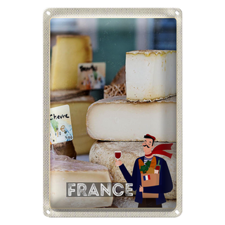 Blechschild Reise 20x30cm Frankreich verschiedene Käsesorten