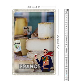 Blechschild Reise 20x30cm Frankreich verschiedene Käsesorten