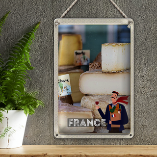 Blechschild Reise 20x30cm Frankreich verschiedene Käsesorten