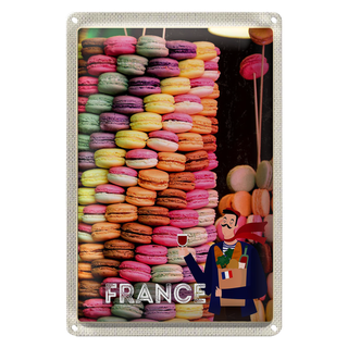 Blechschild Reise 20x30cm Frankreich Süßspeisen Macarons süß