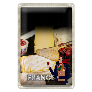 Blechschild Reise 20x30cm Frankreich Käse Camembert Schimmelkäse