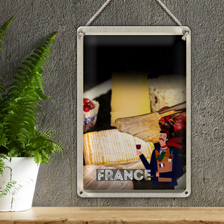 Blechschild Reise 20x30cm Frankreich Käse Camembert Schimmelkäse