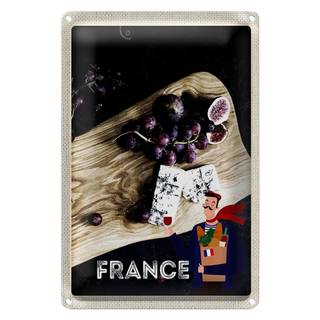 Blechschild Reise 20x30cm Frankreich Trauben Feigen Schimmelkäse