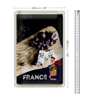 Blechschild Reise 20x30cm Frankreich Trauben Feigen Schimmelkäse
