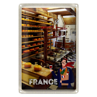 Blechschild Reise 20x30cm Frankreich Käsemaschine Produktion