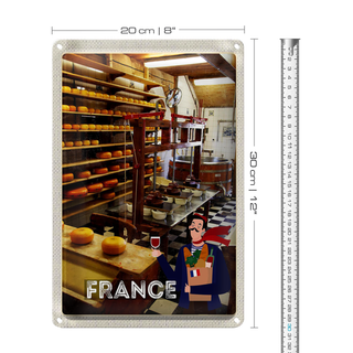 Blechschild Reise 20x30cm Frankreich Käsemaschine Produktion