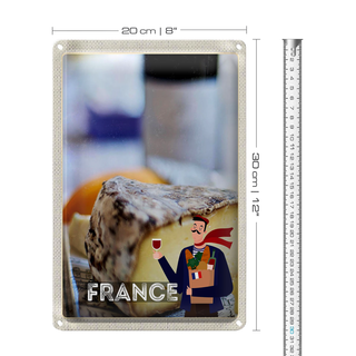 Blechschild Reise 20x30cm Frankreich Käse Emmentaler Produktion