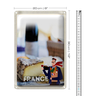 Blechschild Reise 20x30cm Frenkreich Schimmelkäse Croissant