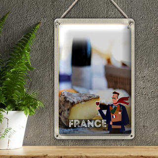 Blechschild Reise 20x30cm Frenkreich Schimmelkäse Croissant