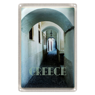 Blechschild Reise 20x30cm Greece Griechenland Durchgang Gebäude